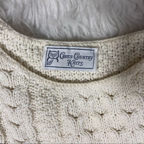 Vintage Cerulean Ivory / off white Short Sleeved Cross Country Knits Sweater top - Picture 15 of 15